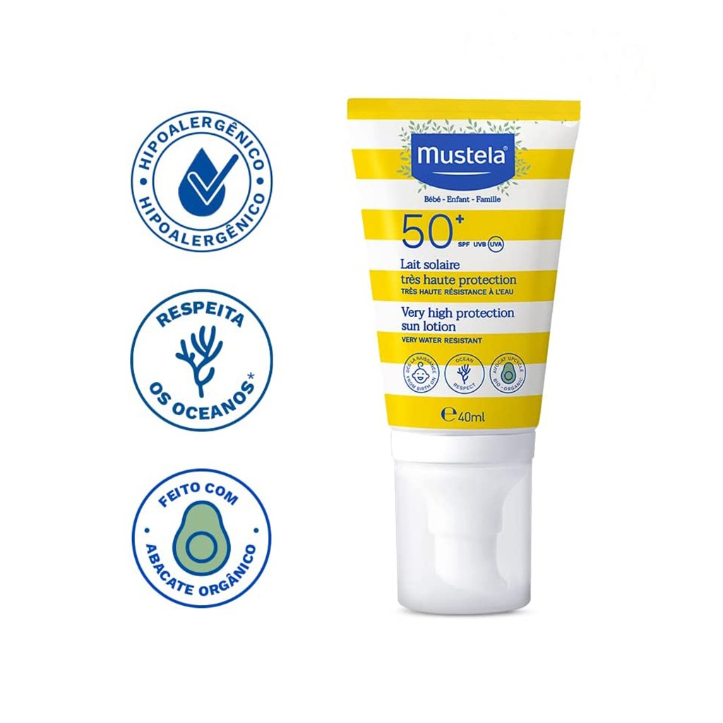 Mustela, Very High Protection SPF 50+ Baby Sunscreen Lotion, Broad spectrum sunscreen for babies, 40ml