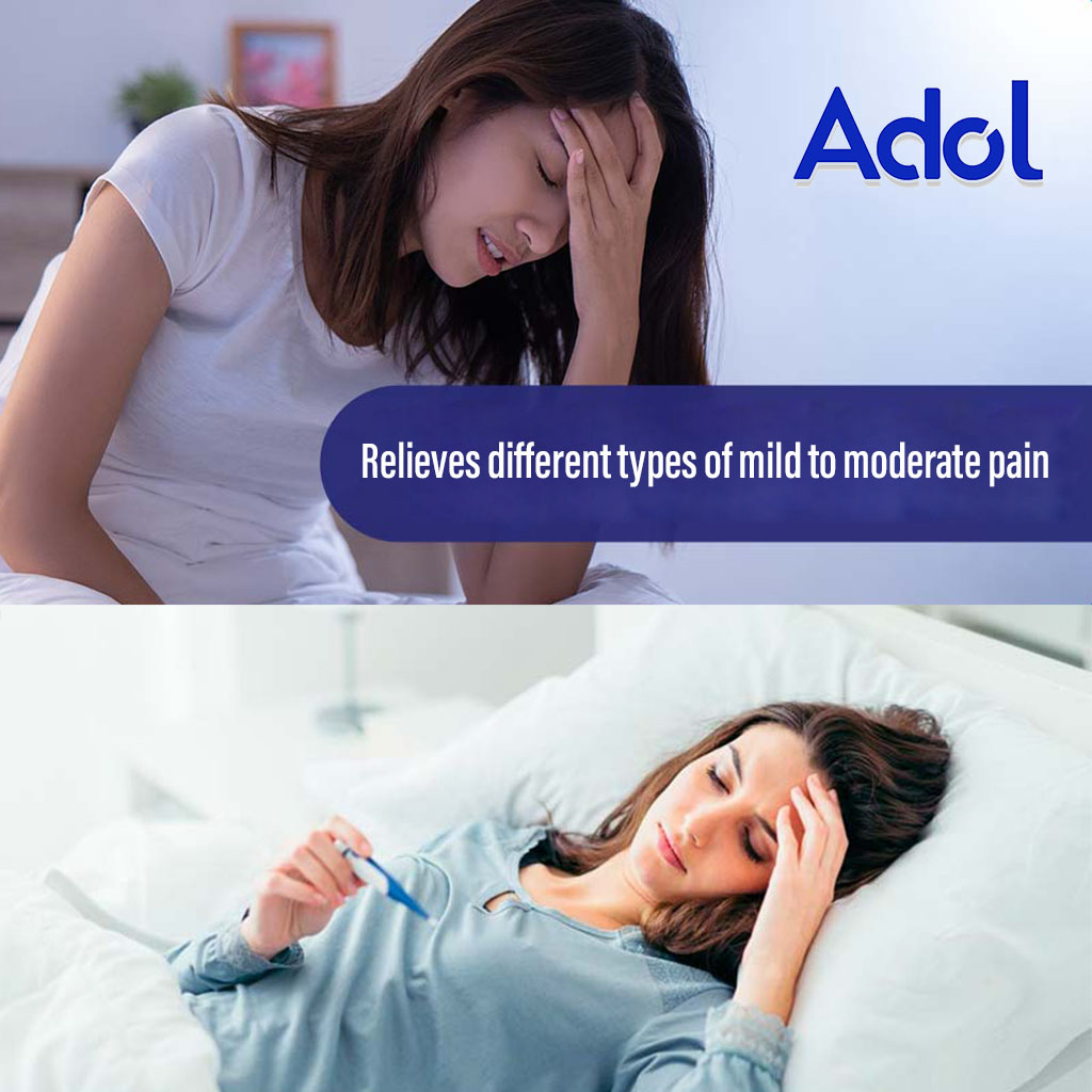 Adol, 500mg caplets, Pain relief and fever reducer caplets, 24 caplets