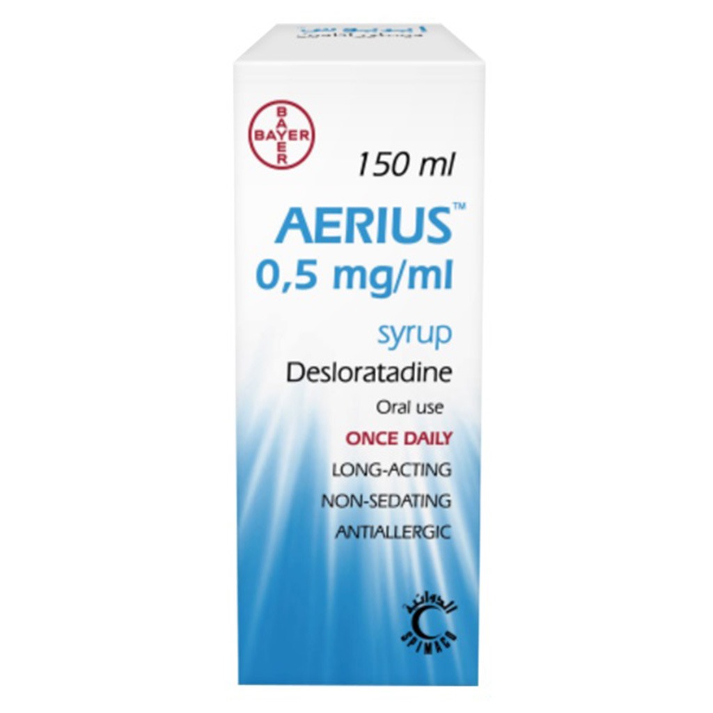Aerius, 0.5 mg/ml Syrup, Antihistamine syrup for allergy relief, 150 ml
