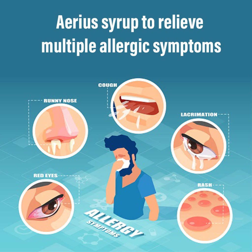 Aerius, 0.5 mg/ml Syrup, Antihistamine syrup for allergy relief, 150 ml
