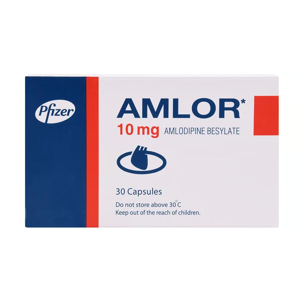 Amlor, 10 mg capsules, Medication for high blood pressure treatment, 30 capsules