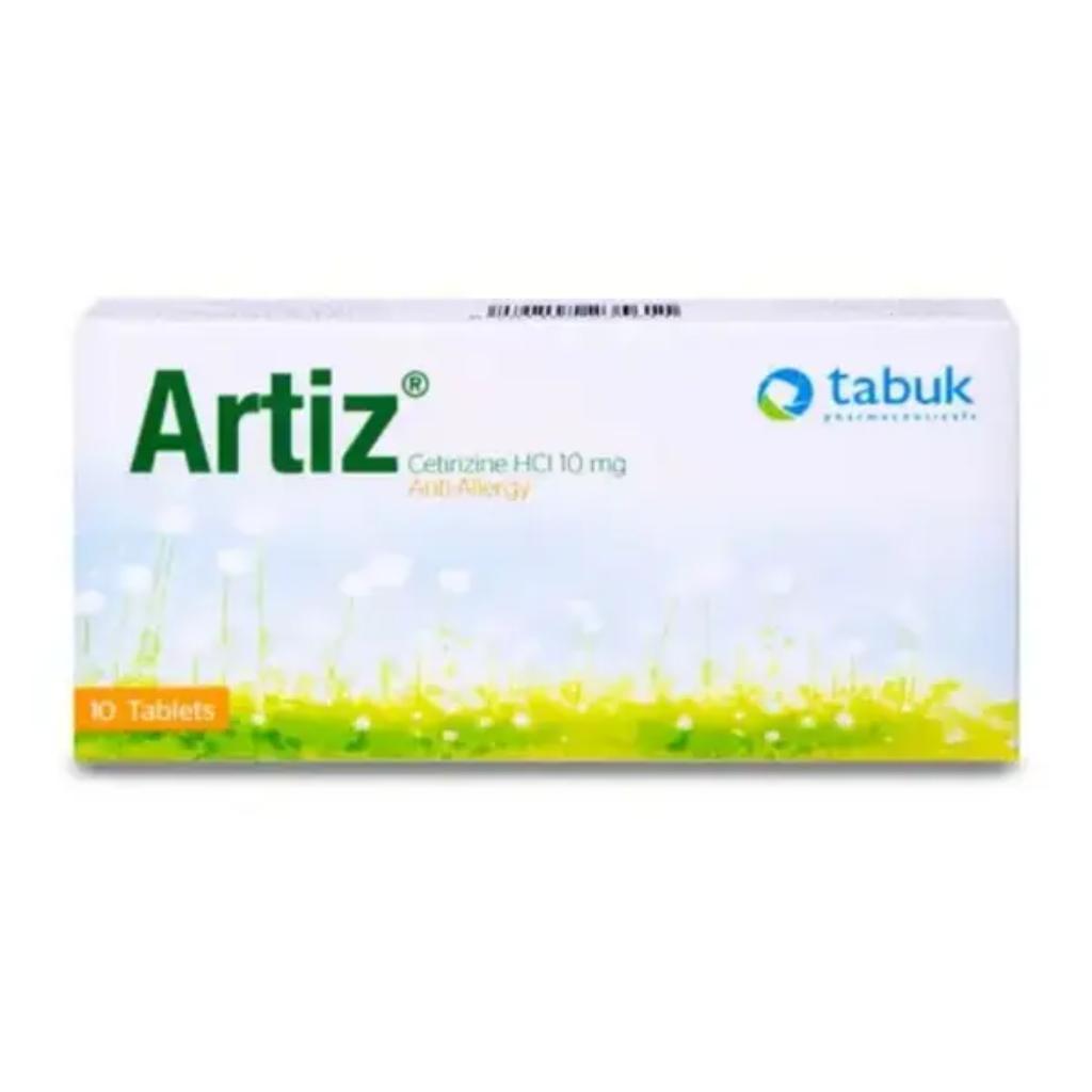 Artiz, Cetirizine Hydrochloride 10mg tablets, Antihistamine for allergy relief, 10 tablets