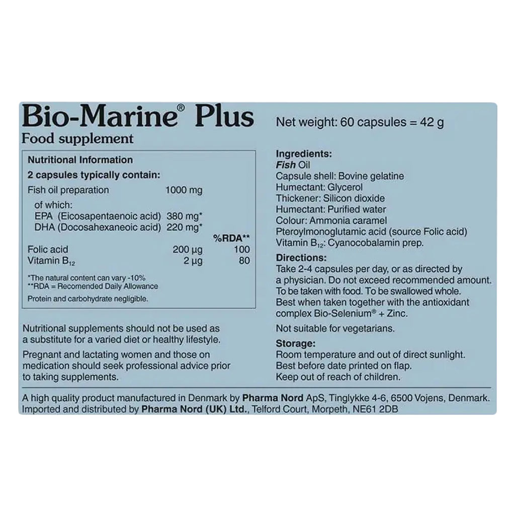 Pharma Nord, Bio Marino Plus Capsules, Marine omega-3 supplement for heart health, 60 capsules