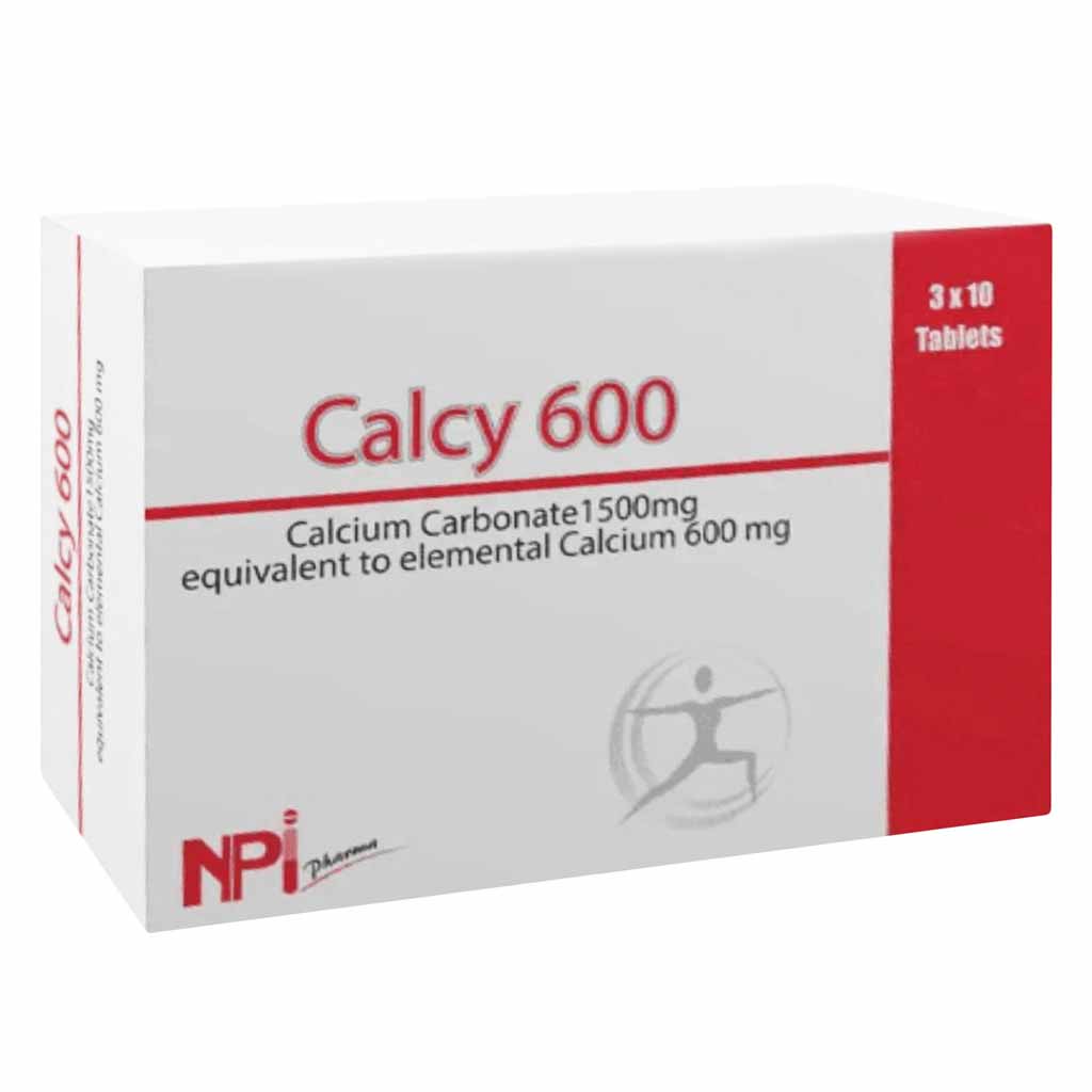 Calcy, 600 mg tablets, Calcium supplement for bone strength and health, 30 tablets