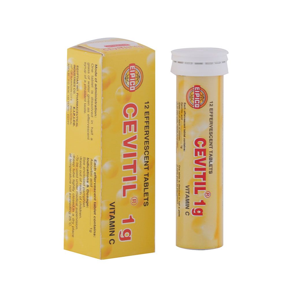 Cevitil, Vitamin C Effervescent Tablet 1g, Immune support and antioxidant supplement, 1 g