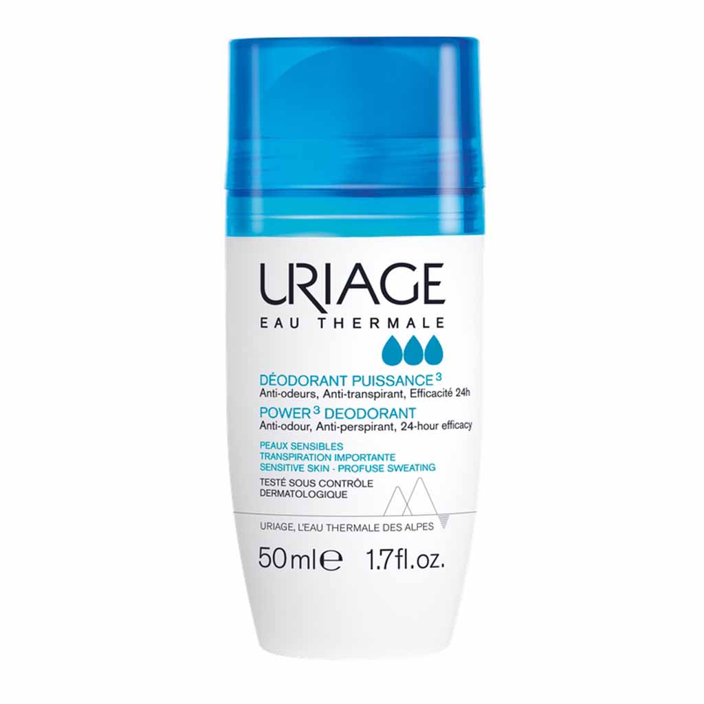 Uriage, Power-3 Antiperspirant 24 Hours Fresh Deodorant Roll On, Long-lasting antiperspirant deodorant roll-on, 50ml