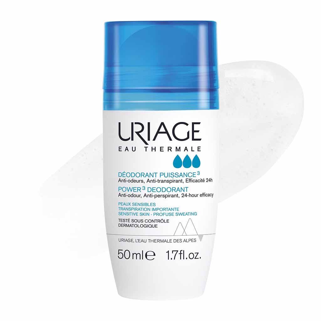 Uriage, Power-3 Antiperspirant 24 Hours Fresh Deodorant Roll On, Long-lasting antiperspirant deodorant roll-on, 50ml