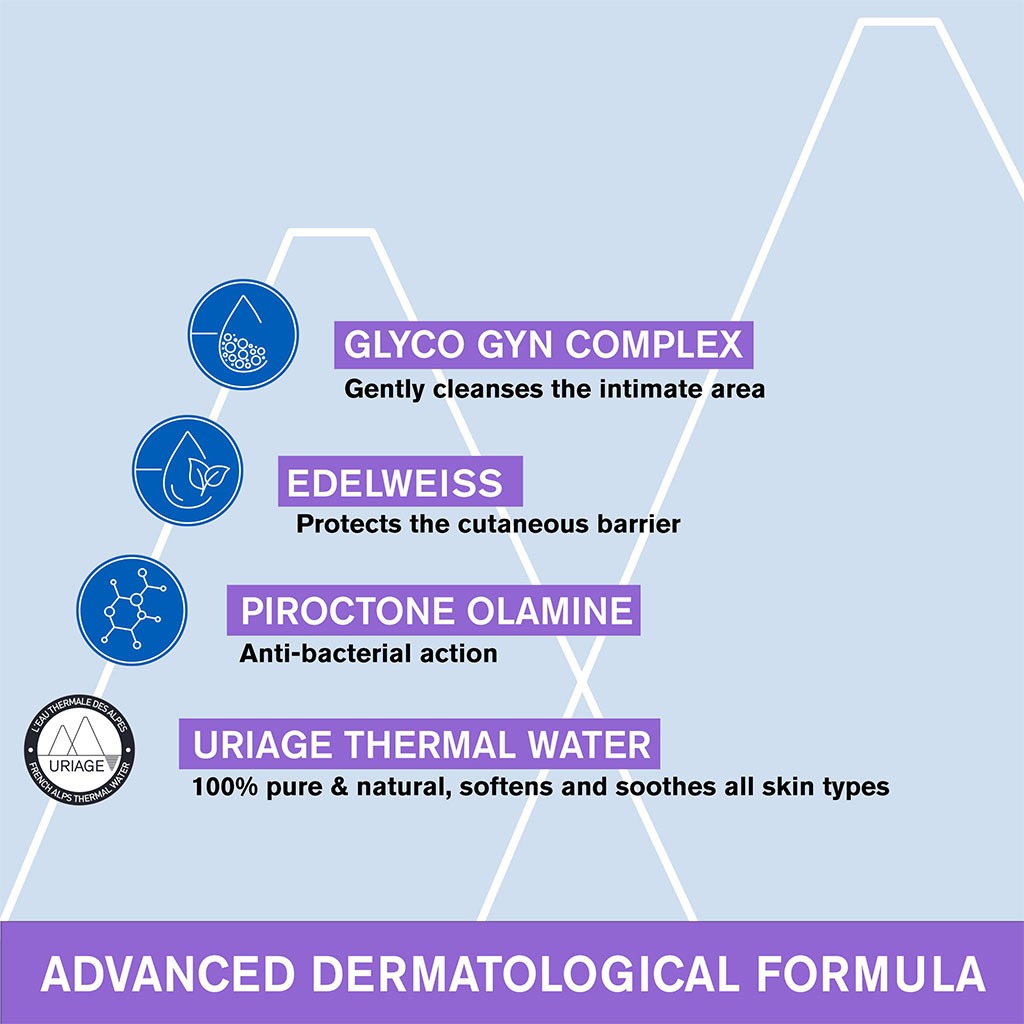 Uriage, Gyn 8 Cleanser for Intimate Areas, Gentle intimate hygiene cleanser, 100ml