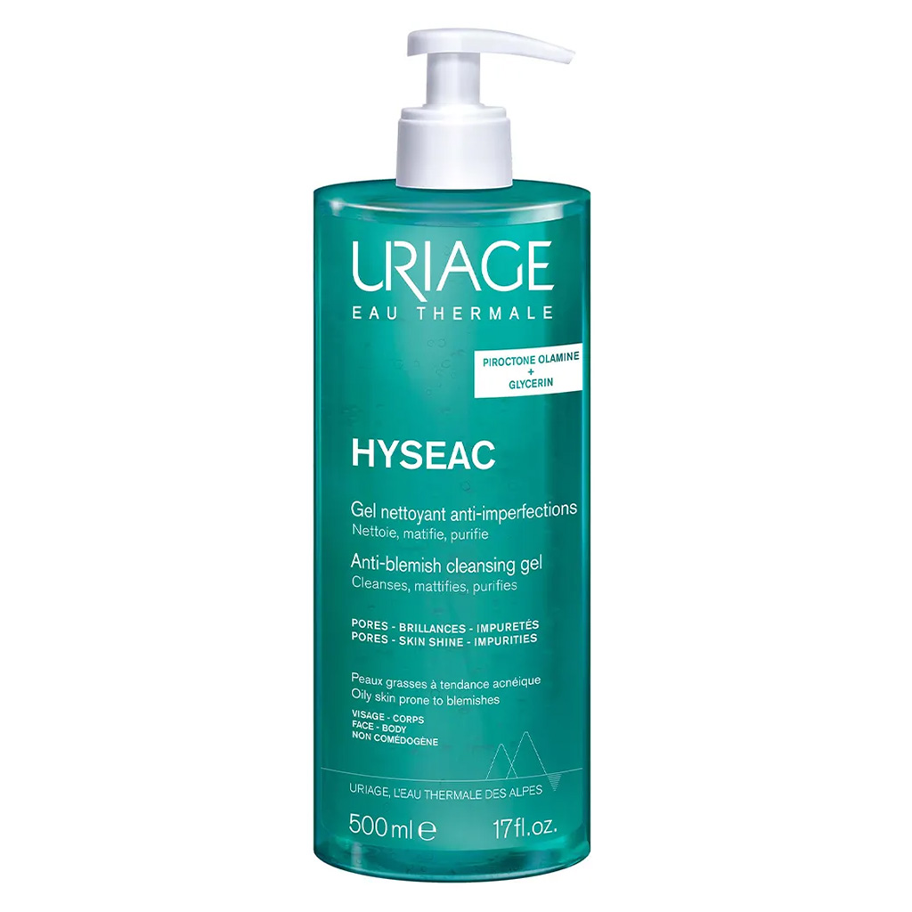 Uriage, Hyseac Cleansing Gel, Oil-free gel cleanser for acne-prone skin, 500 ml