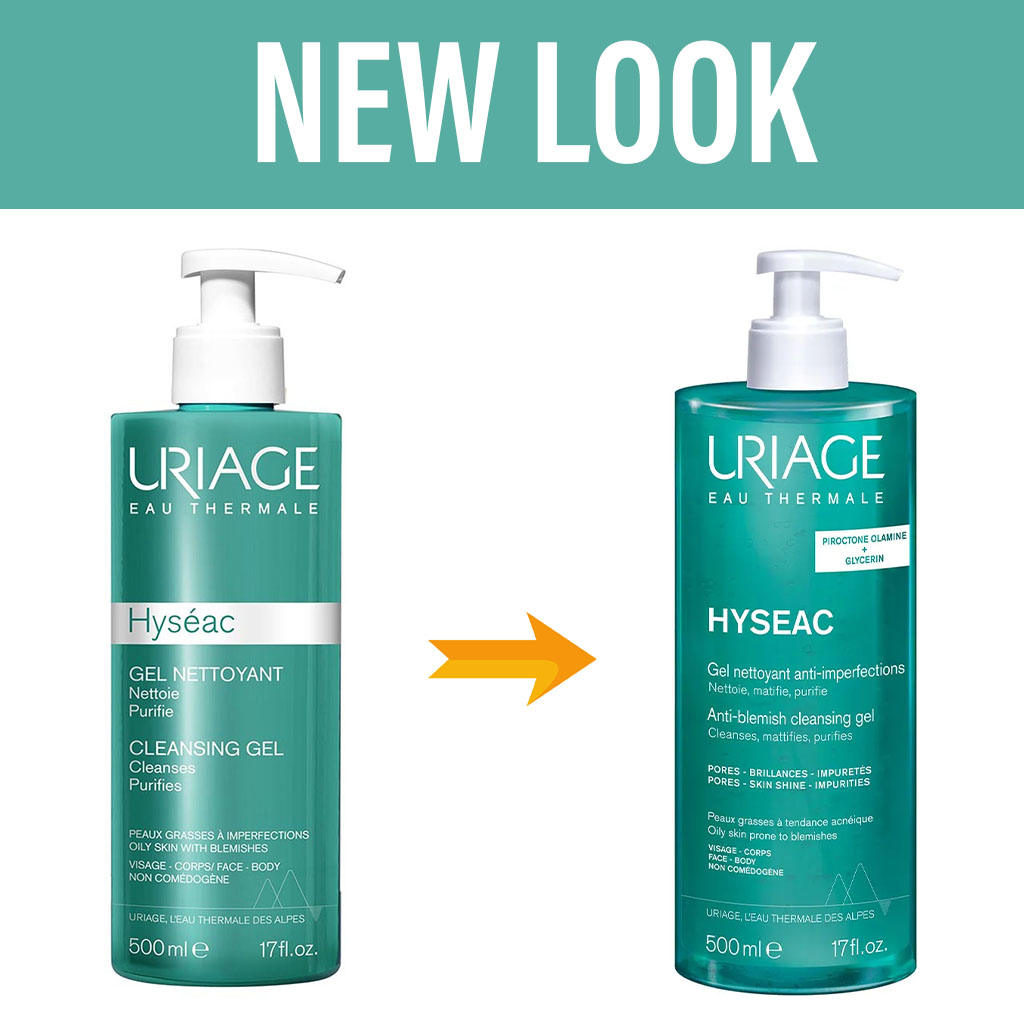 Uriage, Hyseac Cleansing Gel, Oil-free gel cleanser for acne-prone skin, 500 ml