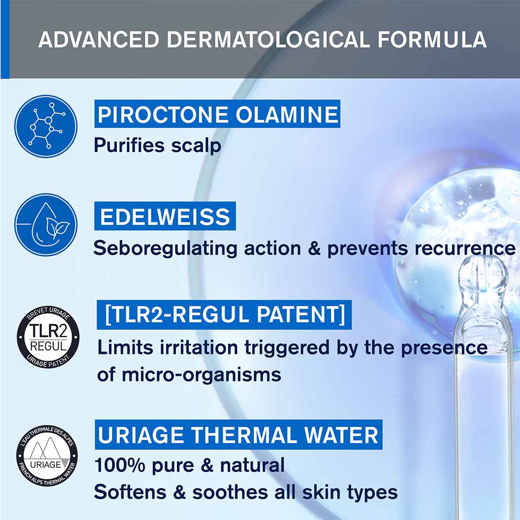 Uriage, DS Hair Soft Balancing Shampoo for Dandruff, Soothing shampoo for dandruff-prone scalp, 200ml