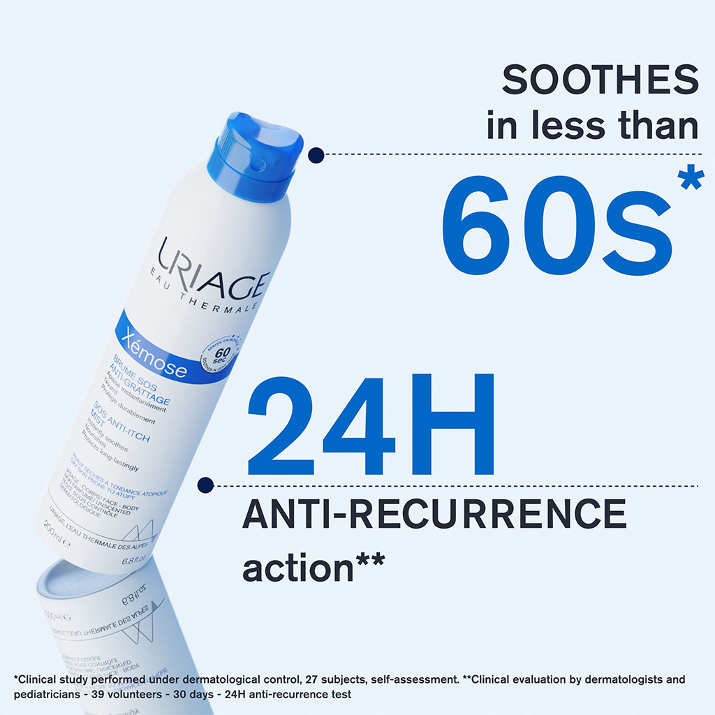 Uriage, Xemose SOS Anti-Itch Mist, Soothing mist for irritated and itchy skin, 200ml