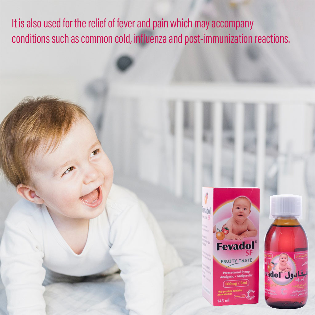 Fevadol-SF, Syrup, Pain relief and fever reducer syrup, 145ml