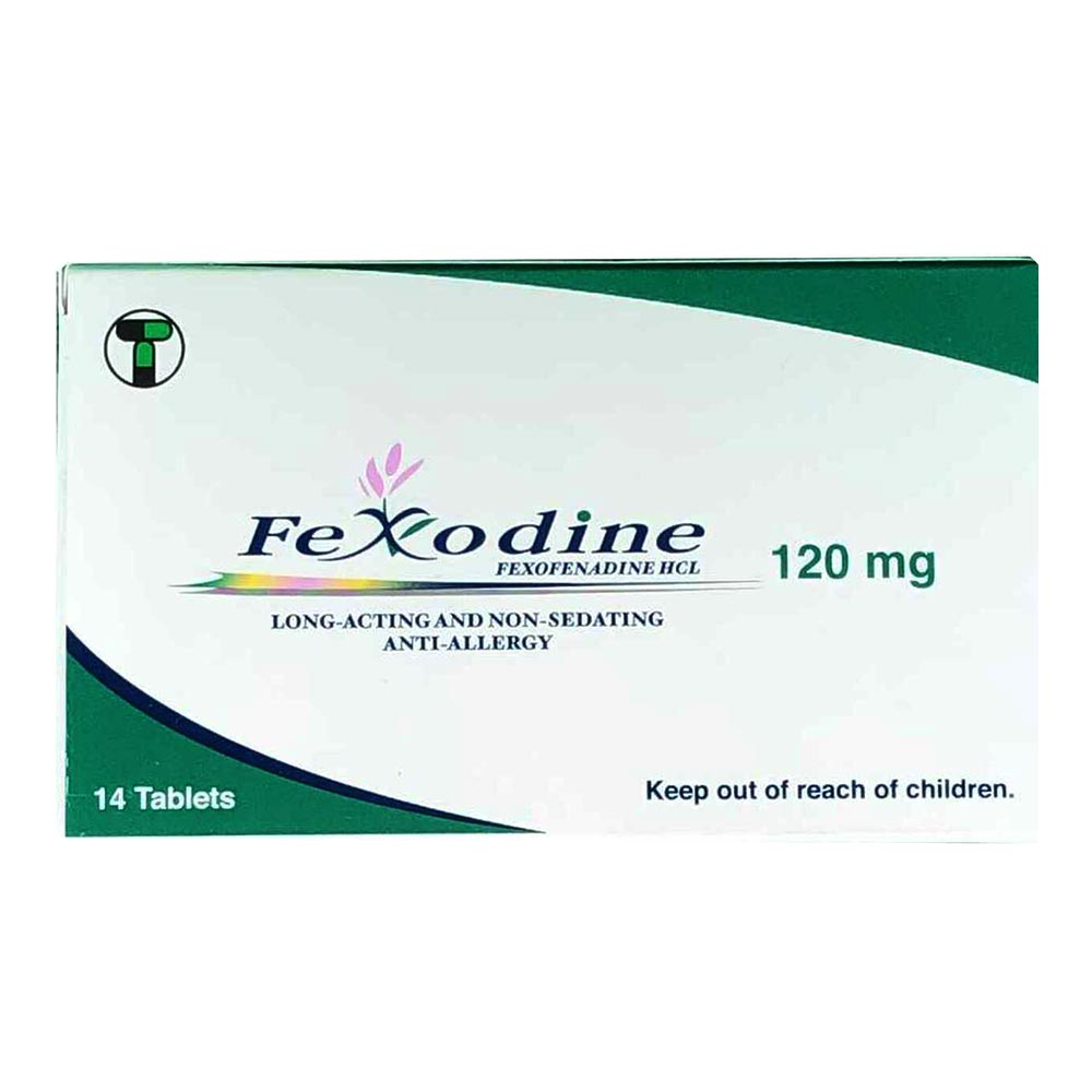 Fexodine, 120mg Tablets, Antihistamine for allergy relief, 14 tablets