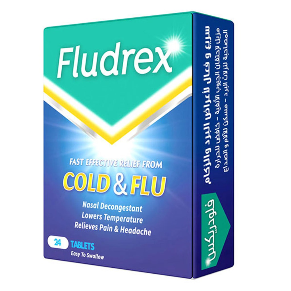 Fludrex, Tablets, Cold and flu relief medication, 24 tablets