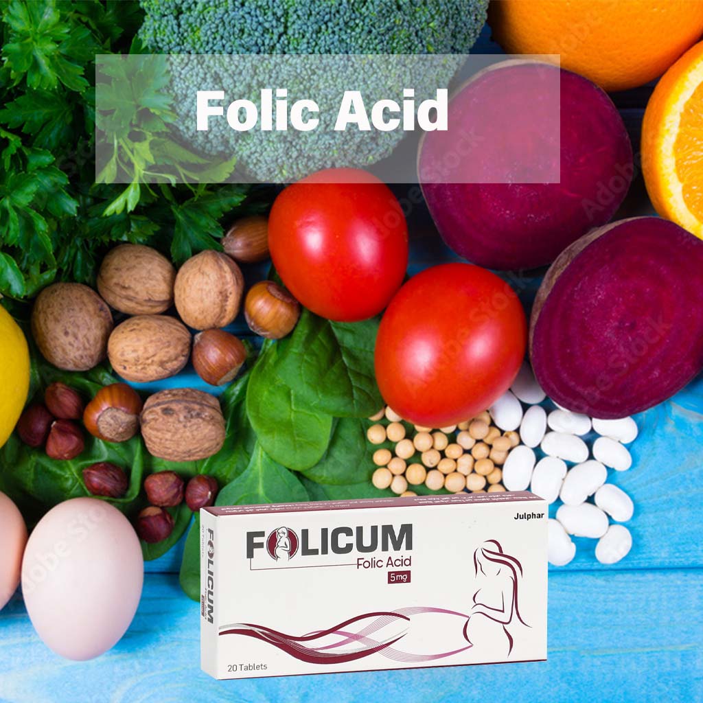 Folicum, 5mg Tablets, Folic acid supplement for prenatal health, 20 tablets