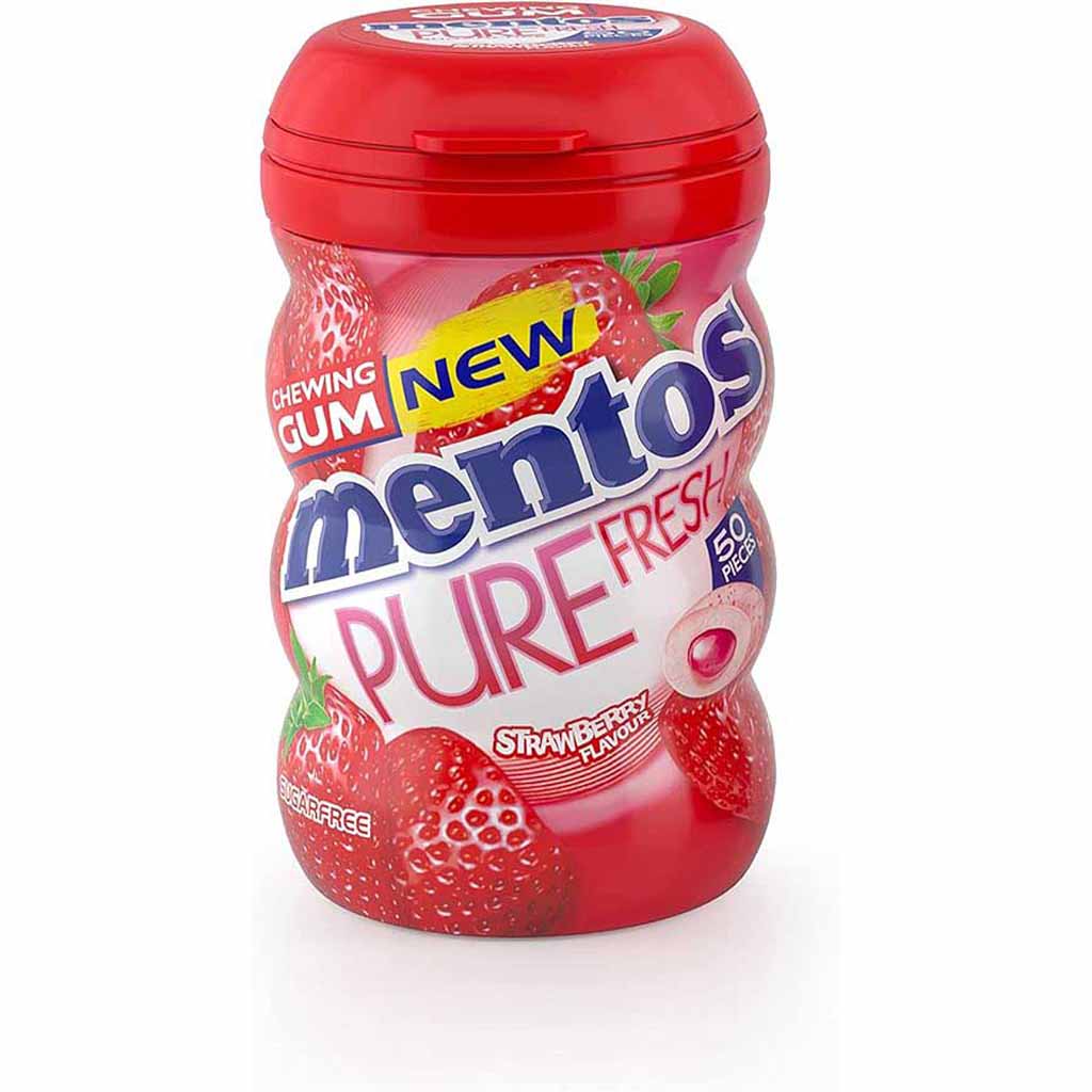 Mentos, Pure Fresh Gum Strawberry, Sweet strawberry flavor for long-lasting freshness, 87.5 grams