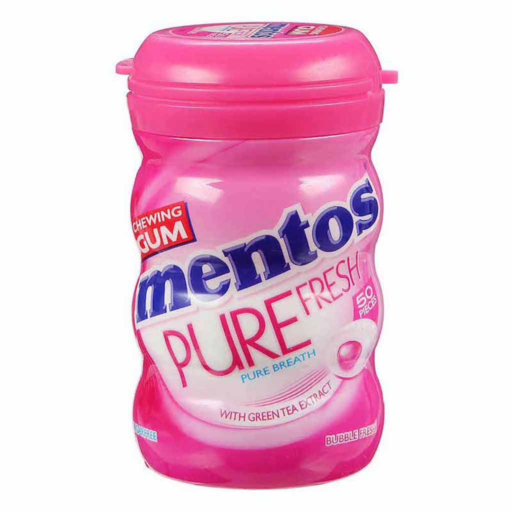 Mentos, Pure Fresh Gum Bubble, Fruity bubble gum flavor for fresh breath, 87.5 grams
