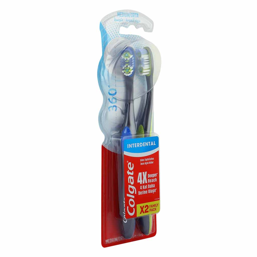 Colgate 360 Interdental Multipack Medium Toothbrush - 2Pk