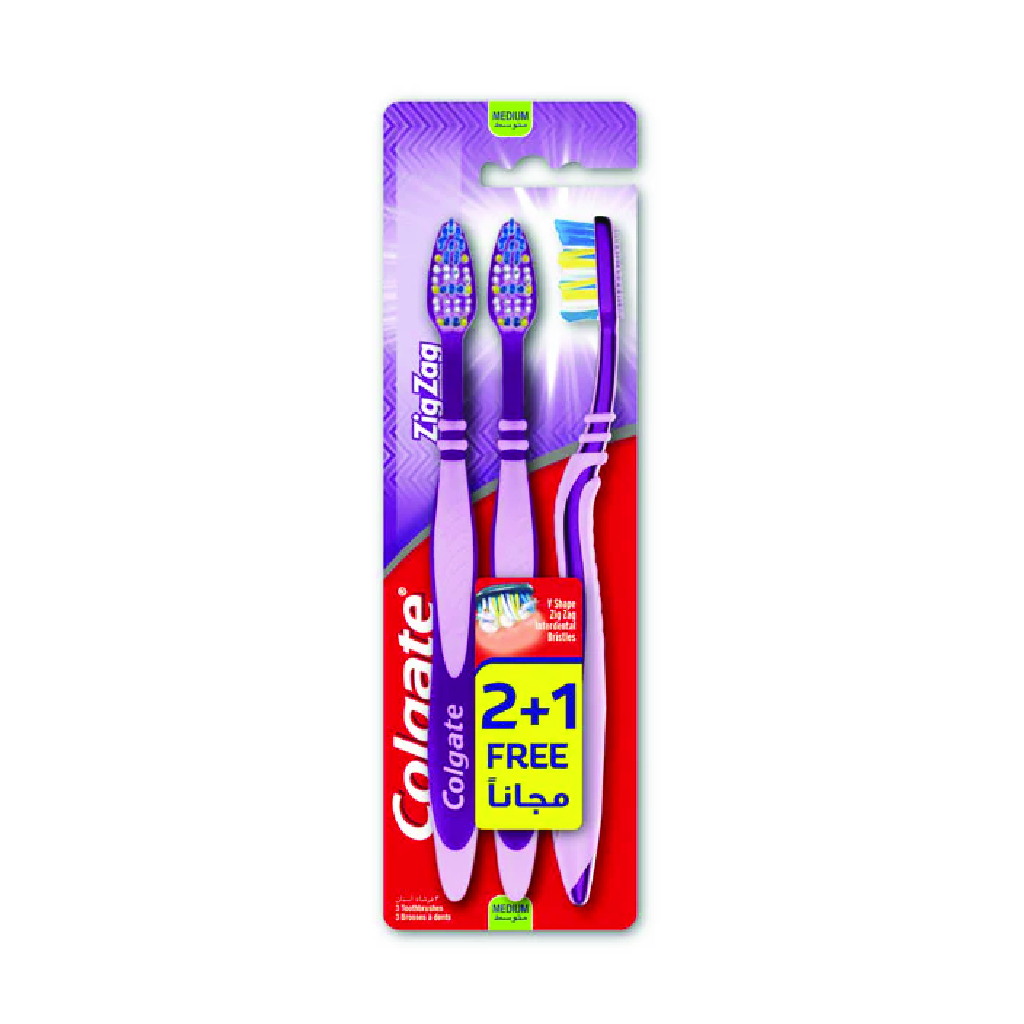 Colgate Zigzag Flexible Multipack Medium Toothbrush- 3Pk