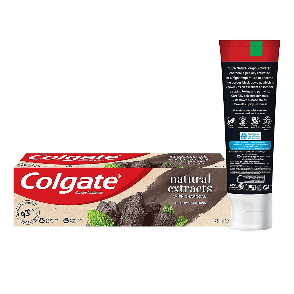 Colgate, Natural Extracts Deep Clean Activated Charcoal Toothpaste, Deep cleaning toothpaste with natural extracts, 75 ml