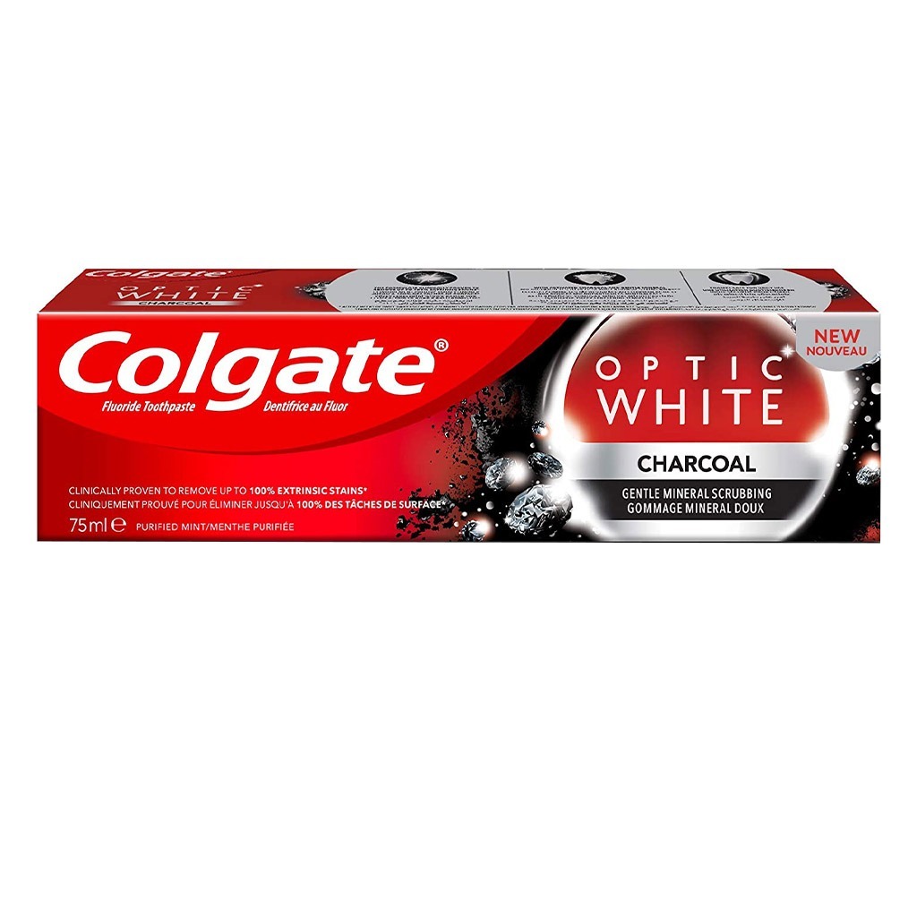 Colgate, Optic White Charcoal Whitening Toothpaste, Whitening toothpaste with activated charcoal, 75 ml