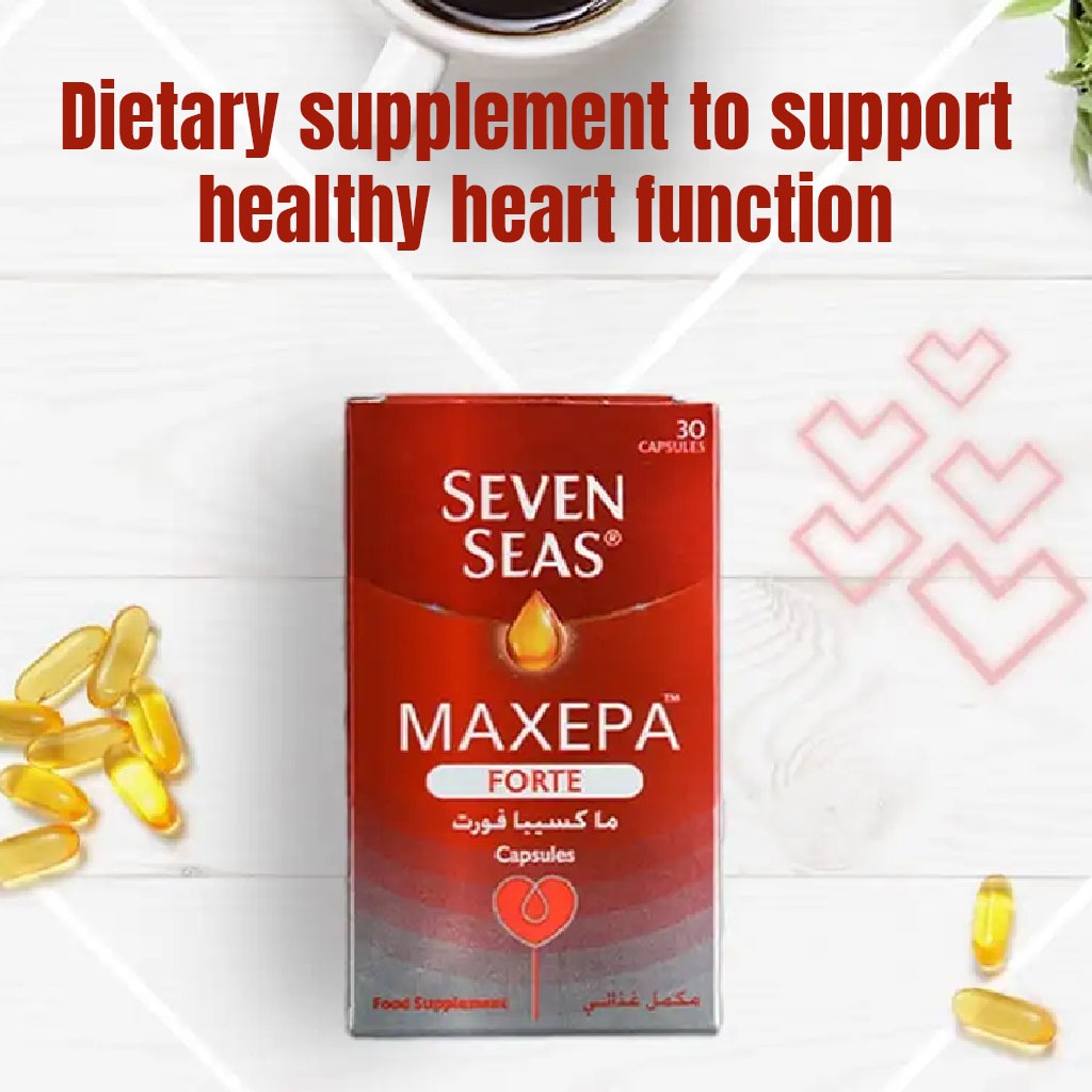 Maxepa-Forte, 640 mg capsules, Omega-3 fatty acid capsules for heart health, 30 capsules