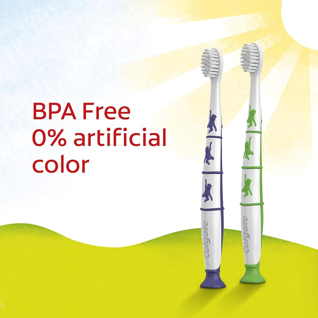 Colgate, Kids BPA-Free Extra Soft Toothbrush, Extra soft toothbrush for children aged 2+, 2 pieces