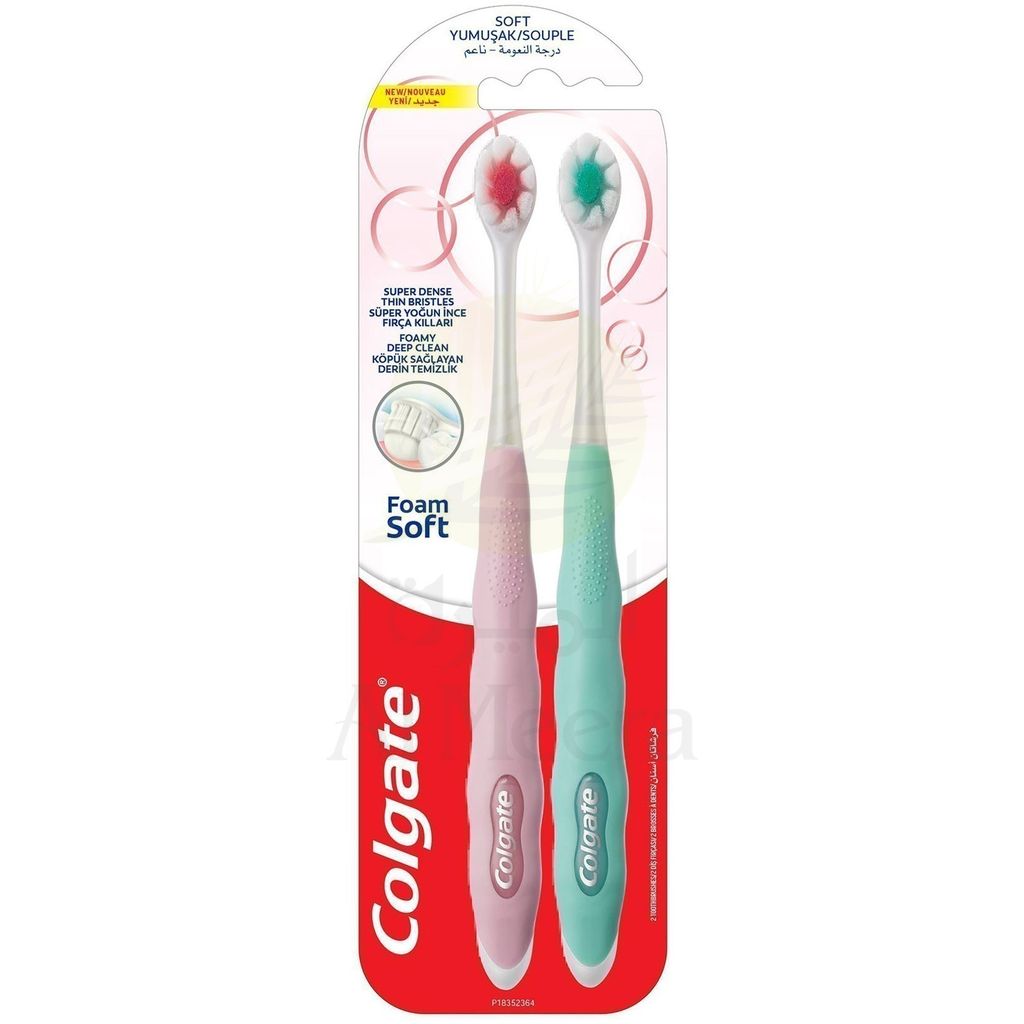 Colgate, Foamsoft Super Dense Thin Soft Bristle Toothbrush, Soft bristle toothbrush for gentle cleaning, 1 piece