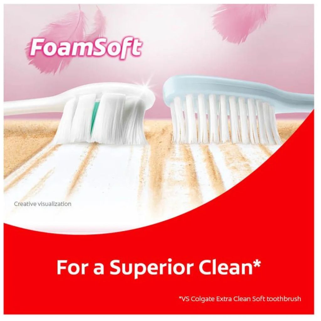 Colgate, Foamsoft Super Dense Thin Soft Bristle Toothbrush, Soft bristle toothbrush for gentle cleaning, 1 piece