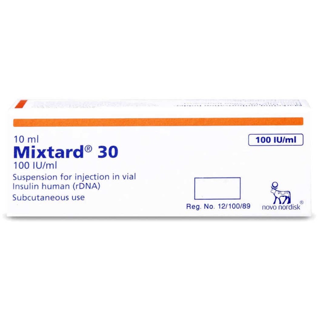 Mixtard 30, 100 IU/ml Injection, Premixed insulin for diabetes management, 10ml vial