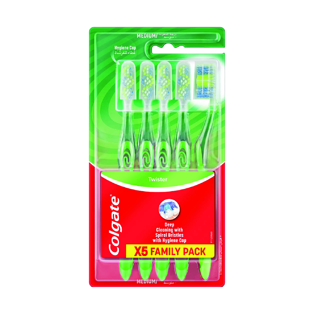 Colgate, Twister Toothbrush, Medium bristles value pack, 5 pcs