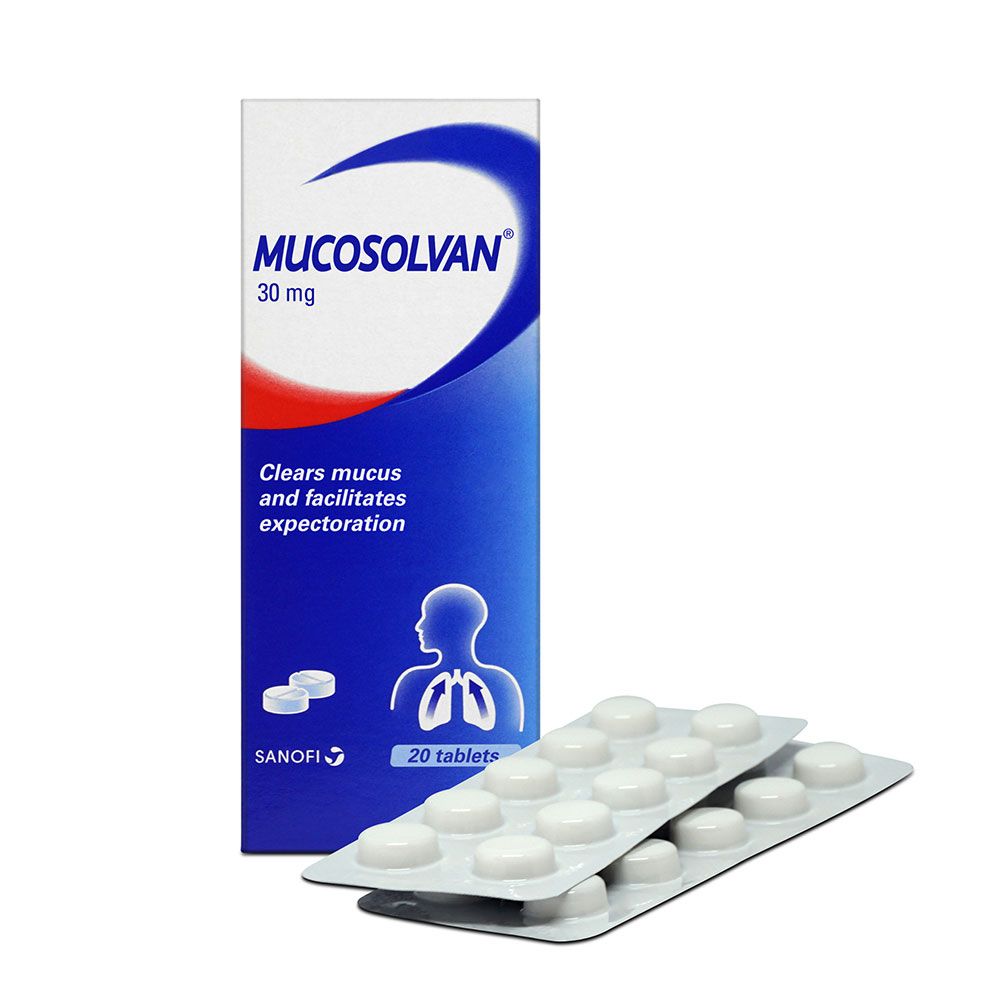 Mucosolvan, 30mg Tablets, Expectorant for relieving cough and mucus, 20 tablets