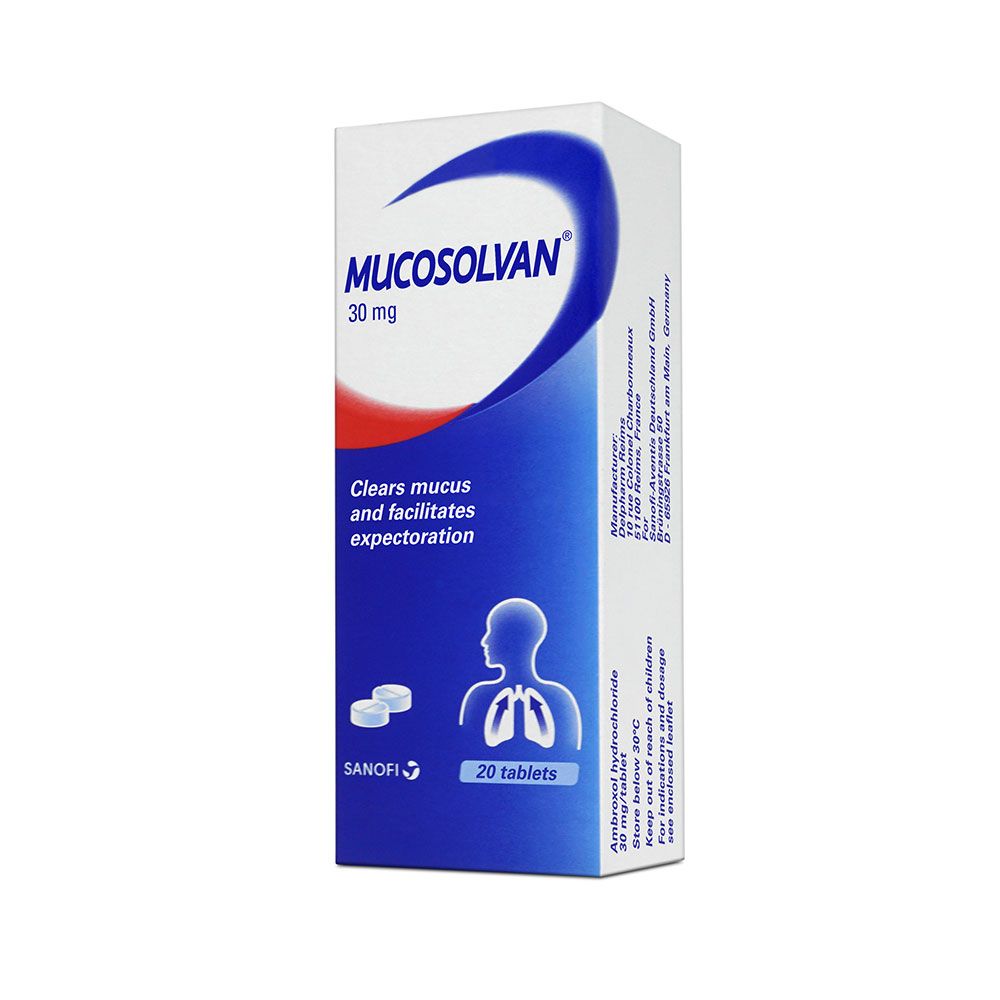 Mucosolvan, 30mg Tablets, Expectorant for relieving cough and mucus, 20 tablets