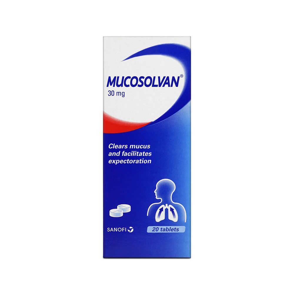 Mucosolvan, 30mg Tablets, Expectorant for relieving cough and mucus, 20 tablets