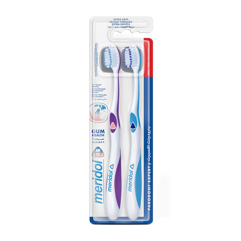 Meridol, Parodont Expert Toothbrush, Toothbrush designed for gum care, 2 toothbrushes