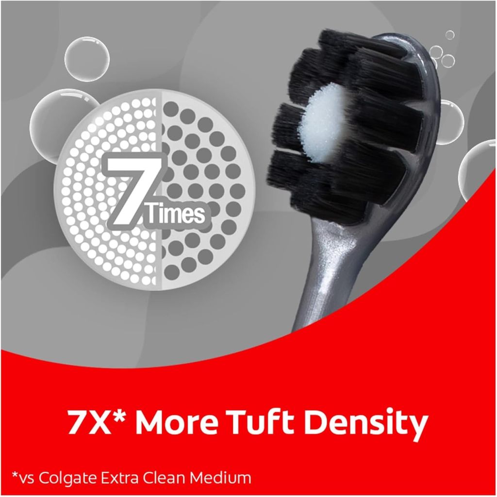 Colgate, Foam Soft Charcoal Toothbrush, Soft charcoal infused toothbrush for gentle cleaning
