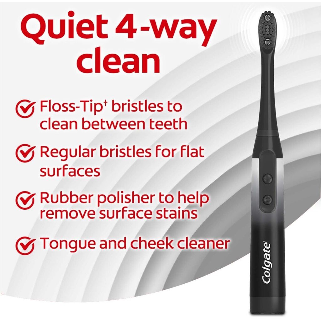 Colgate, 360 Sonic Charcoal Battery Toothbrush, Charcoal infused sonic battery toothbrush