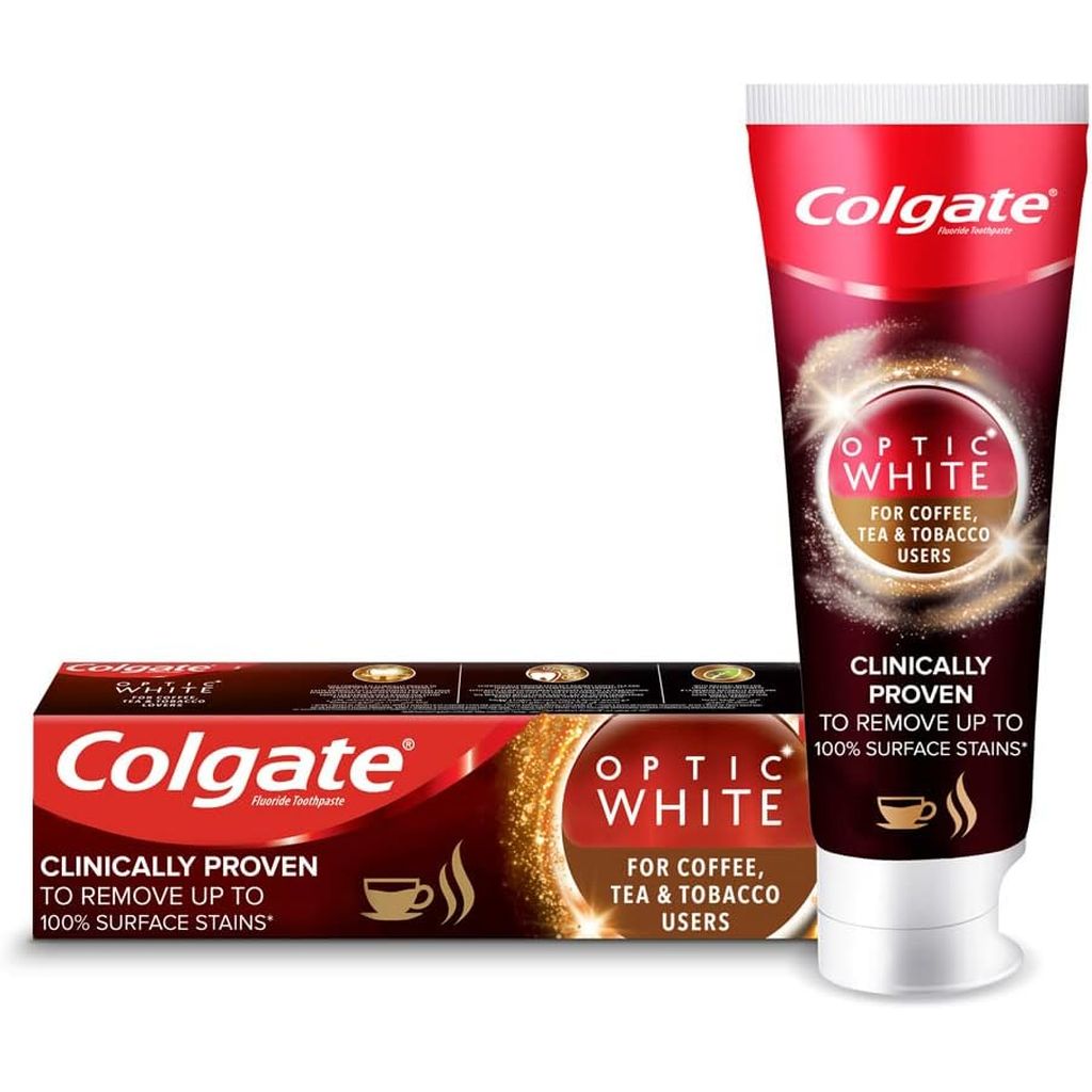Colgate, Optic White Toothpaste for Coffee, Tea and Tobacco Users, Whitening toothpaste for stain removal, 75 ml