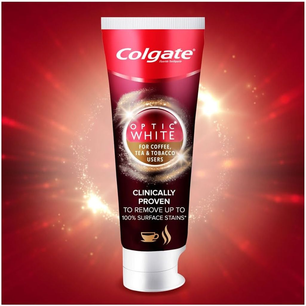 Colgate, Optic White Toothpaste for Coffee, Tea and Tobacco Users, Whitening toothpaste for stain removal, 75 ml