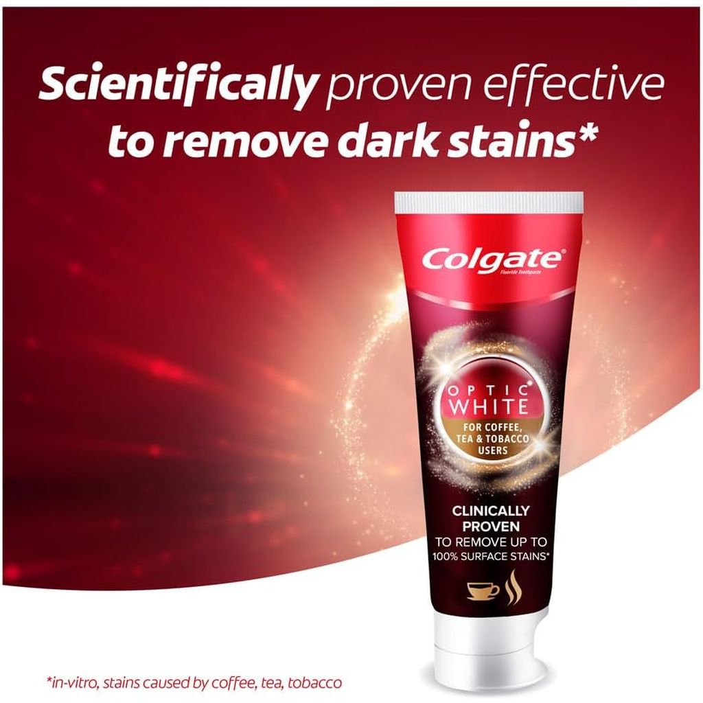 Colgate, Optic White Toothpaste for Coffee, Tea and Tobacco Users, Whitening toothpaste for stain removal, 75 ml