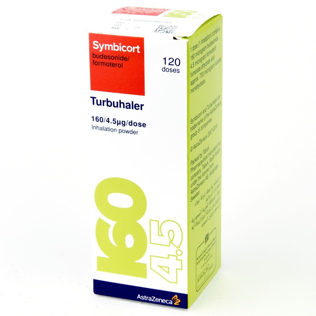 Symbicort, Turbuhaler 160/4.5mcg Inhaler Powder, Combination inhaler for asthma and COPD treatment, 120 doses