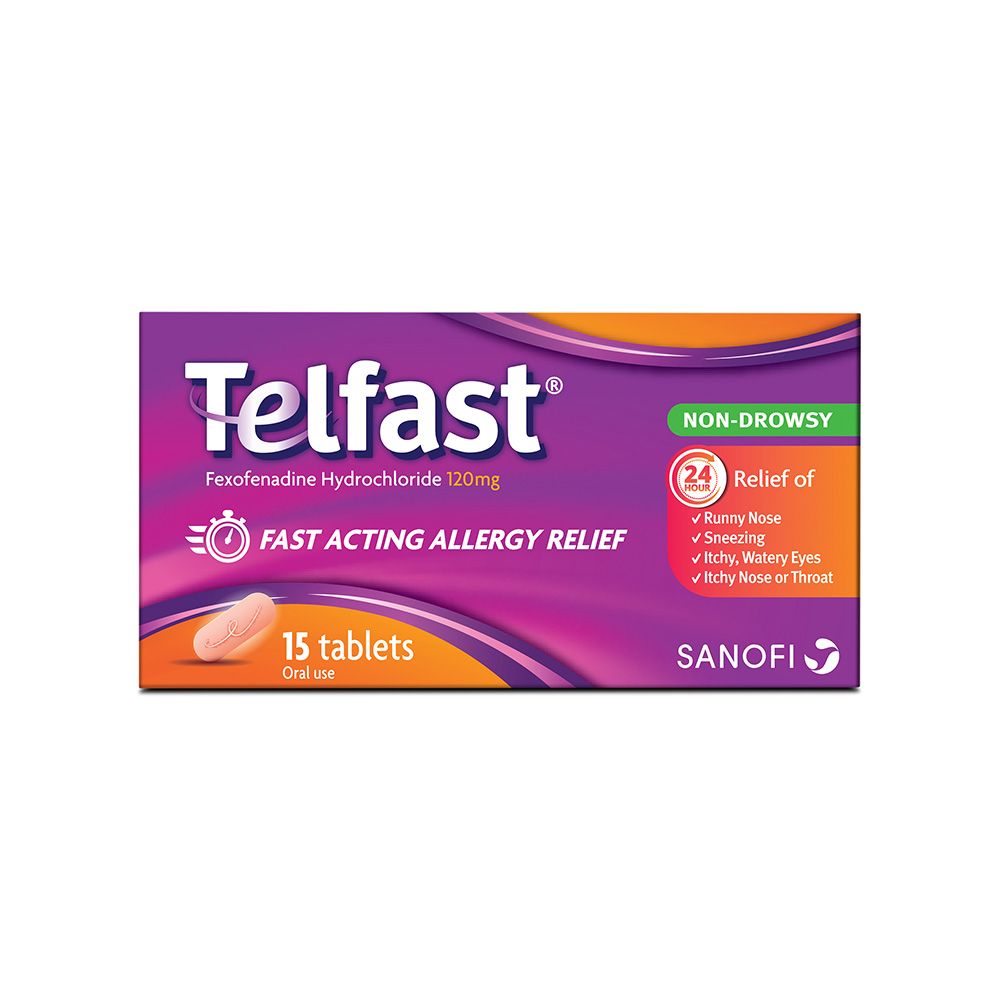 Telfast, 120mg tablets, Allergy relief antihistamine medication, 120 mg
