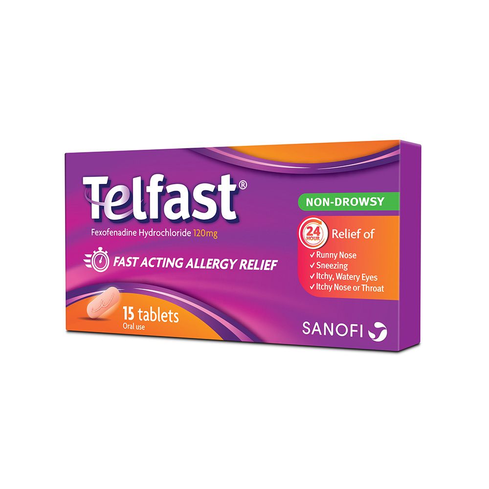 Telfast, 120mg tablets, Allergy relief antihistamine medication, 120 mg