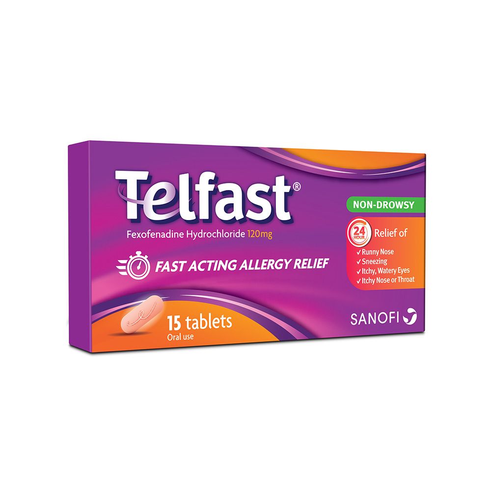 Telfast, 120mg tablets, Allergy relief antihistamine medication, 120 mg