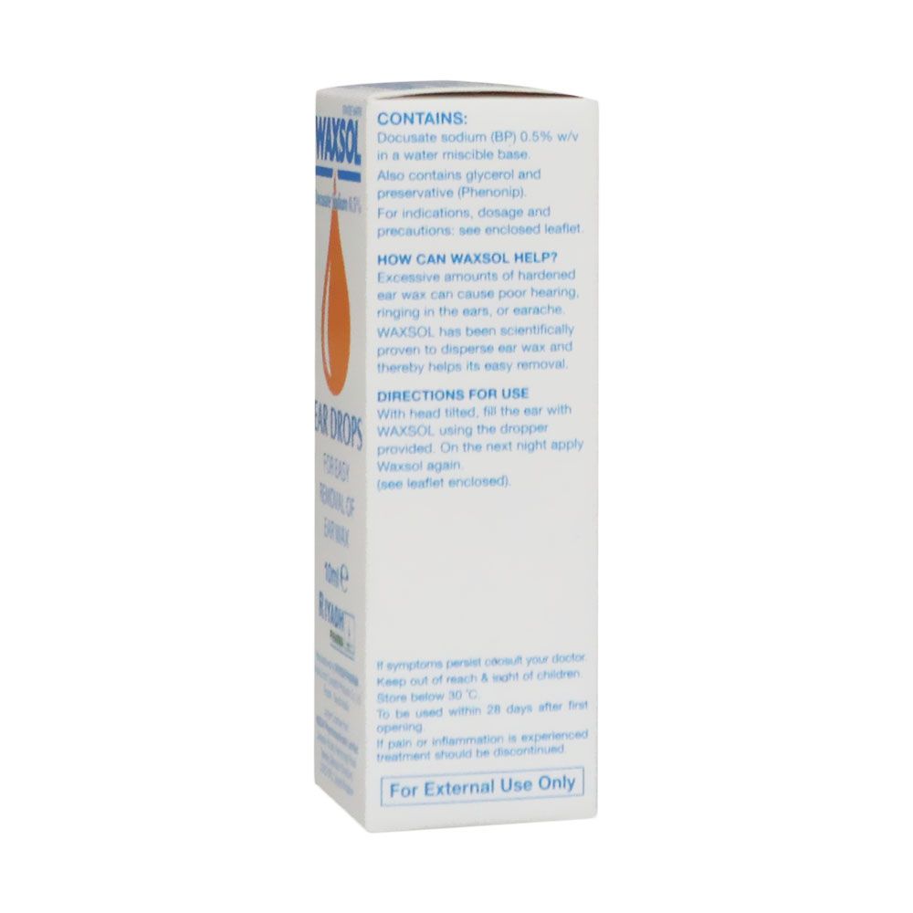 Waxsol, Ear Drops, Ear wax softening drops, 10 ml