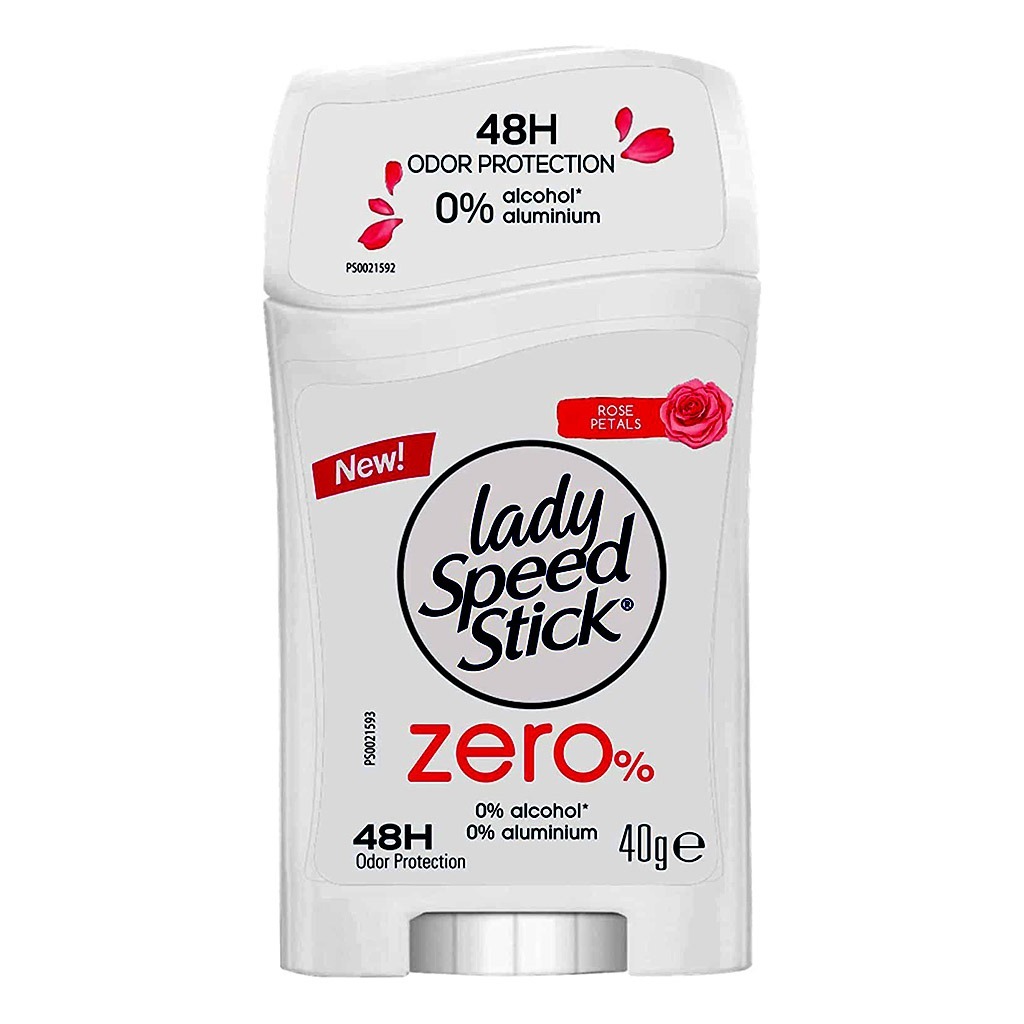 Lady Speed Stick, Zero Alcohol & Aluminium Deodorant Stick Rose Petals, Gentle deodorant with rose scent, 40g