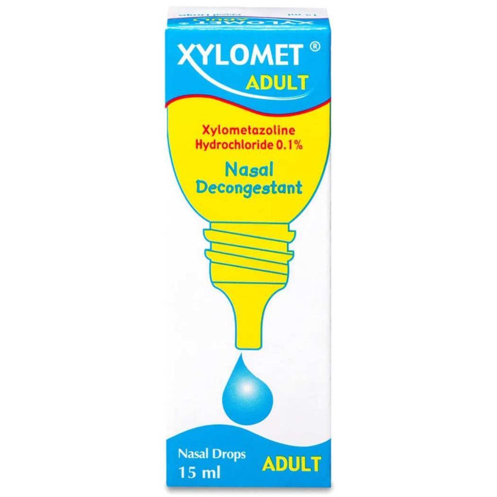 Xylomet, Adult Nasal Drops 0.1%, Nasal decongestant for sinus relief, 15 ml