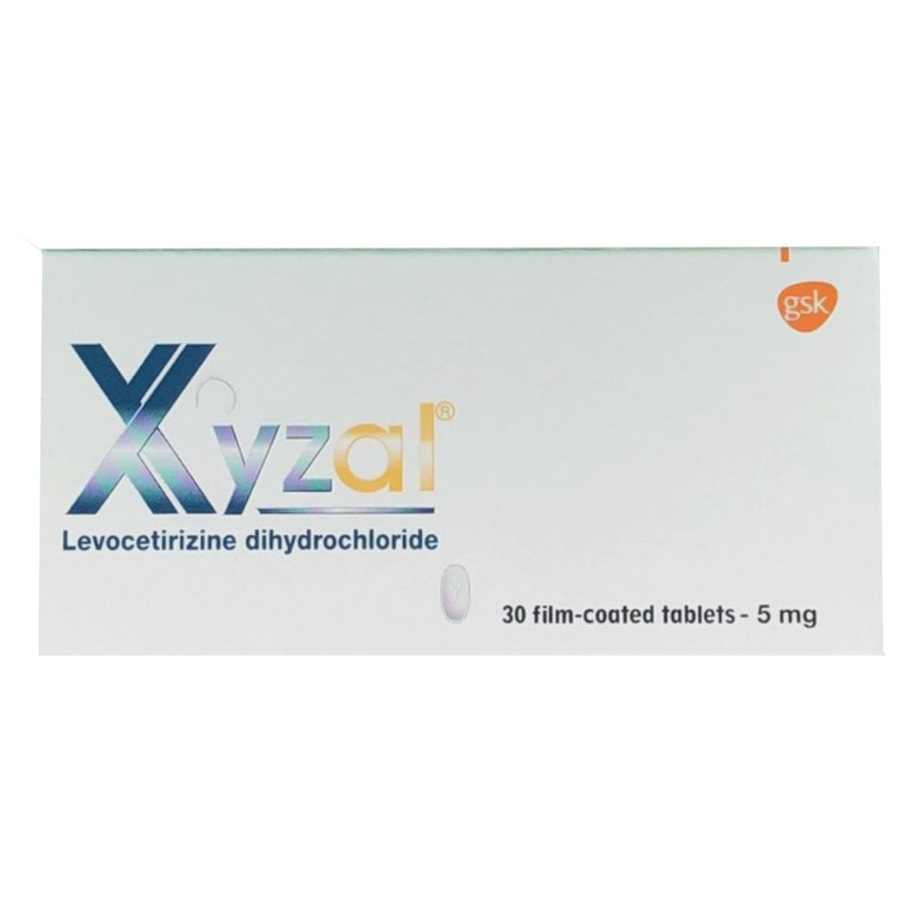 Xyzal, Levocetirizine 5mg Film Coated Tablets, Allergy and cold relief antihistamine, 30 tablets