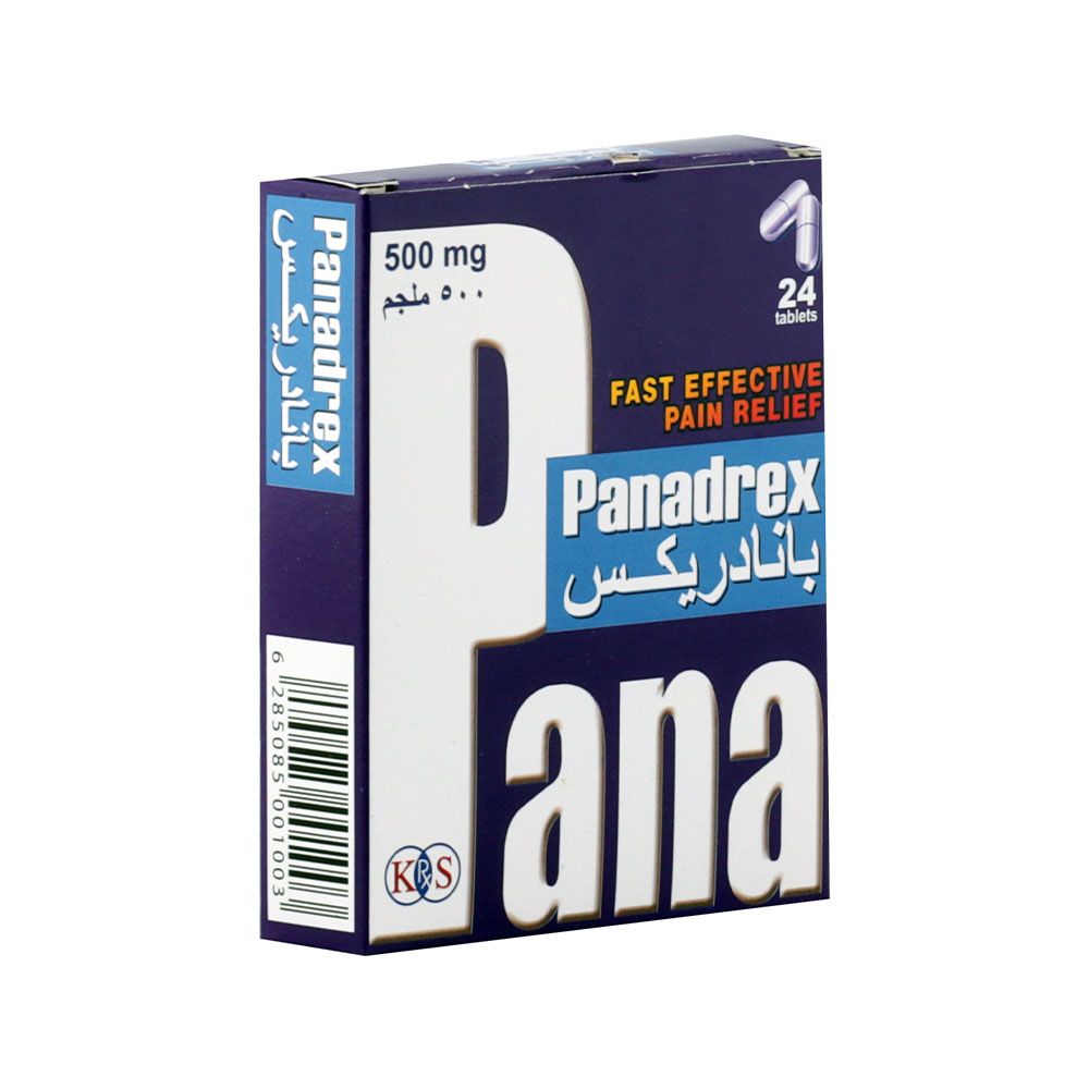 Panadrex, 500mg Tablets, Paracetamol tablets for pain relief and fever reduction, 24 tablets